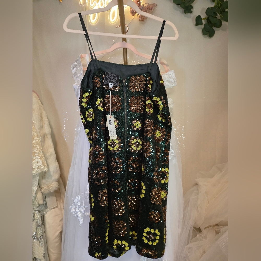 NWT Size L Johnny Was Love Gemini Sequin Spaghetti Strap Mini Dress - Picture 10 of 13